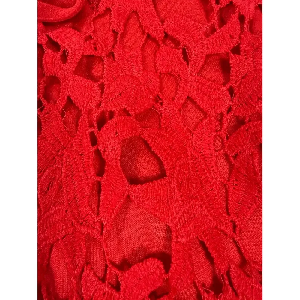 Cefian Red Lace Halter Dress Small Sheath Cocktail Wedding Guest Date Night - Picture 7 of 11